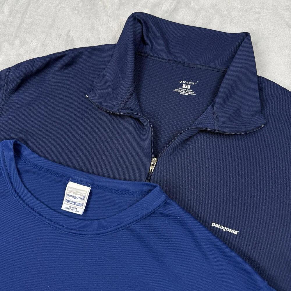 Bundle - Vintage Patagonia Capilene Blue Long Sleeve + Quarter Zip Men’s XL USA